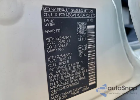 2016 Nissan Rogue S z USA, uszkodzony, nr VIN KNMAT2MT2GP650252